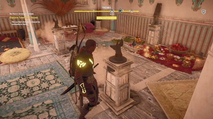 Po rozmowie z Tahemet musisz ustawić w odpowiedni sposób rzeźby w jej domu - Klątwa Faraonów i Miasto Grzechu | Zadania główne, solucja Curse of the Pharaohs - Assassins Creed Origins - poradnik do gry