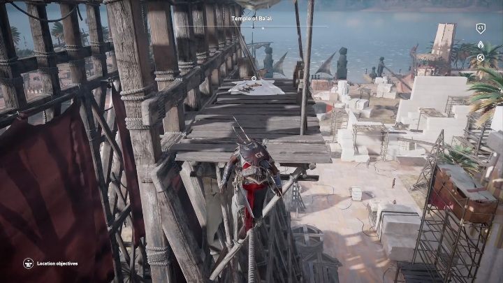 Aby zdobyć ten papirus musisz wejść na samą górę rusztowania - Papirusy Arisnoe Nome | Papirusy w The Hidden Ones - Assassins Creed Origins - poradnik do gry