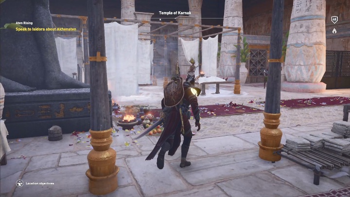 Po zakończeniu śledztwa musisz porozmawiać z kobietą w świątyni - Świat Atona | Zadania główne, solucja Curse of the Pharaohs - Assassins Creed Origins - poradnik do gry