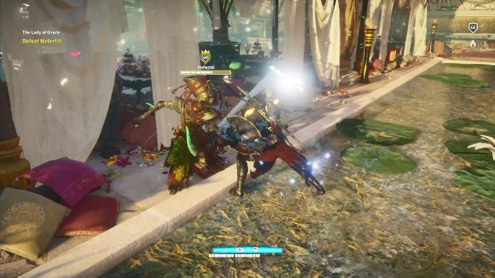 Nefretiti atakuje za pomocą podwójnych ostrzy - Bossowie w DLC AC Origins The Curse of the Pharaohs - Assassins Creed Origins - poradnik do gry