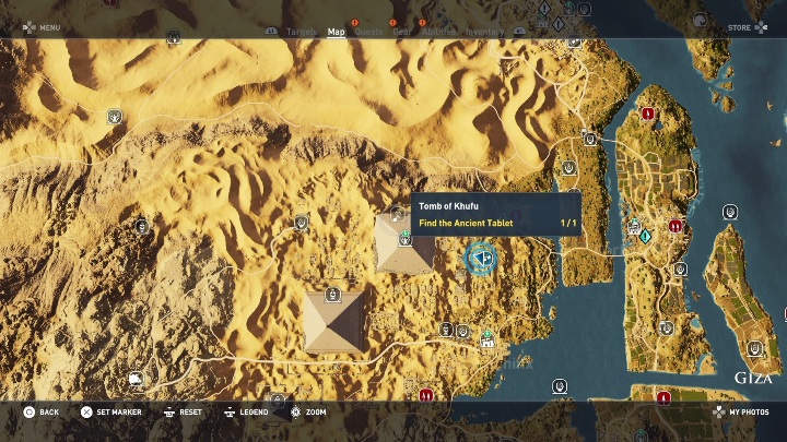 Przed wejściem do tej lokacji czeka na ciebie stado hien, zabij je albo omiń - Grobowiec Chufu - Tomb of Khufu | Giza | Grobowce | Assassins Creed Origins - Assassins Creed Origins - poradnik do gry