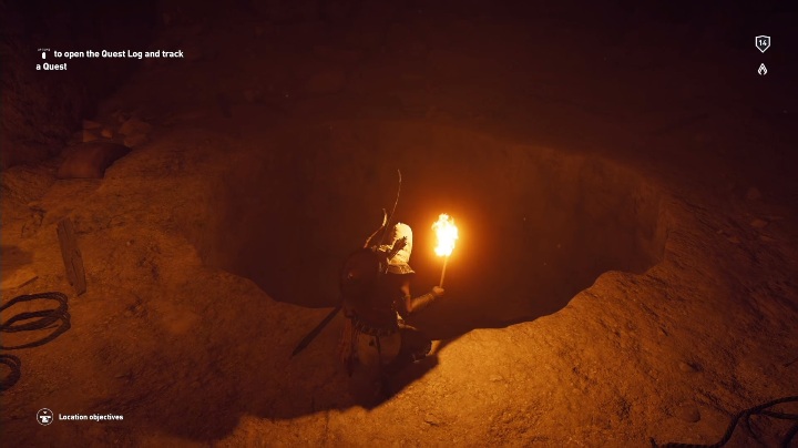 W pierwszym możliwym momencie wejdź w szczelinę znajdującą się po prawej stronie - Grobowiec Chufu - Tomb of Khufu | Giza | Grobowce | Assassins Creed Origins - Assassins Creed Origins - poradnik do gry