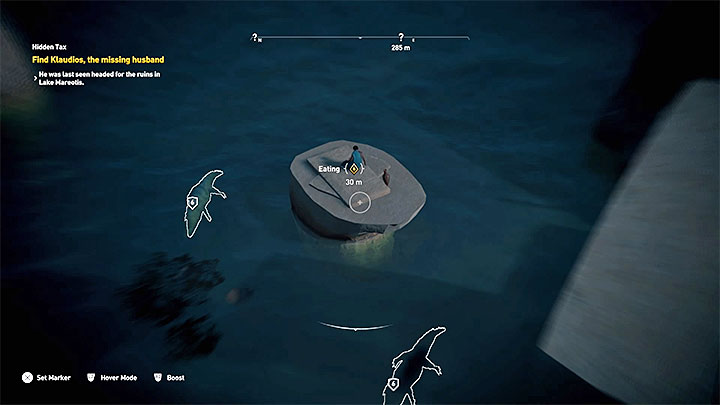 Bayek zaczepiony zostanie przez kobietę, która poprosi o odnalezienie zaginionego męża Klaudiosa - Zadania Iment Nome i Jezioro Mareotis, questy poboczne, mapa questów | Solucja - Assassins Creed Origins - poradnik do gry