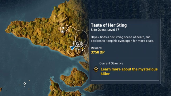 Następne miejsce zbrodni możesz odnaleźć w północno-wschodniej części prowincji Kanopos Nome - pokazują je dołączone obrazki - Zadania Iment Nome i Jezioro Mareotis, questy poboczne, mapa questów | Solucja - Assassins Creed Origins - poradnik do gry