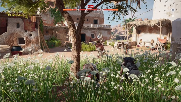 Gdy gra oswoi cię już z mechaniką strzelania do osady przyjdzie kilku żołnierzy - Oaza | Zadania główne | Solucja Assassins Creed Origins - Assassins Creed Origins - poradnik do gry