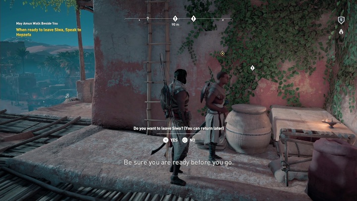 Aby opuścić teren Siwy musisz porozmawiać z Hepzafem - May Amun Walk Beside You i początek zadania Aya | Zadania główne | Solucja - Assassins Creed Origins - poradnik do gry