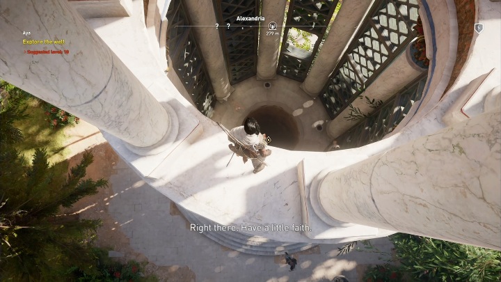 Z góry tego budynku musisz zeskoczyć i zanurkować - May Amun Walk Beside You i początek zadania Aya | Zadania główne | Solucja - Assassins Creed Origins - poradnik do gry