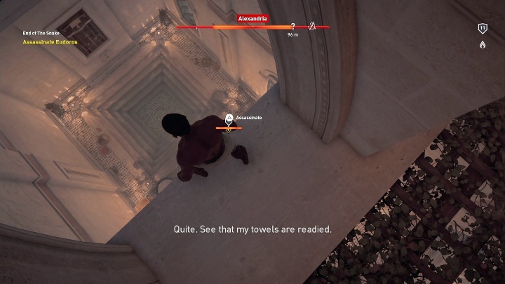 W niej najlepiej, abyś poruszał się po kolumnach i elementach skalnych - Zadanie Koniec węża i koniec zadania Aya | Zadania główne | Solucja - Assassins Creed Origins - poradnik do gry