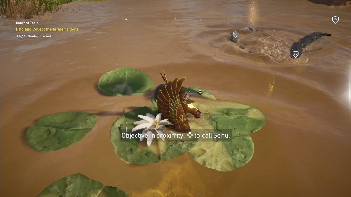Aby zdobyć pierwsze narzędzia musisz zabić krokodyle znajdujące się w wodzie - Nekropolia w Tebach | Zaświaty i zadania poboczne - Assassins Creed Origins - poradnik do gry