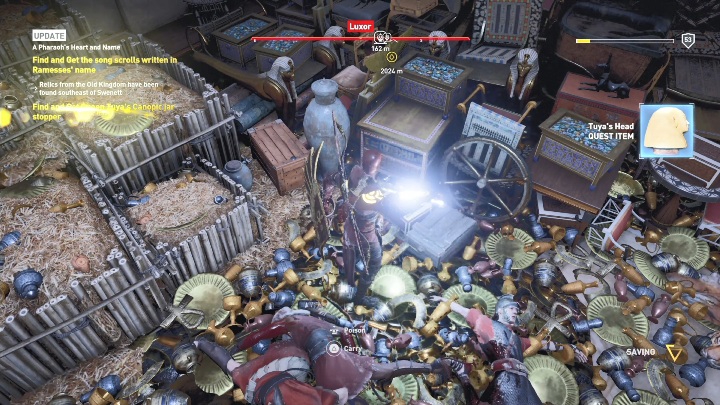 Na początku misji musisz znaleźć skarb z grobowca, znajduje się on w Luxor - Serce i imię Faraona, solucja AC Origins The Curse of the Pharaohs - Assassins Creed Origins - poradnik do gry