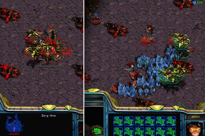 Grupa Scoutów powinna wprowadzić spore zamieszanie w bazie czerwonego. Po zniszczeniu obrońców zabierz się za likwidację Hive i robotników. - Misja 3 - Higher Ground | Kampania Protosów | StarCraft Remastered - StarCraft: Remastered - poradnik do gry