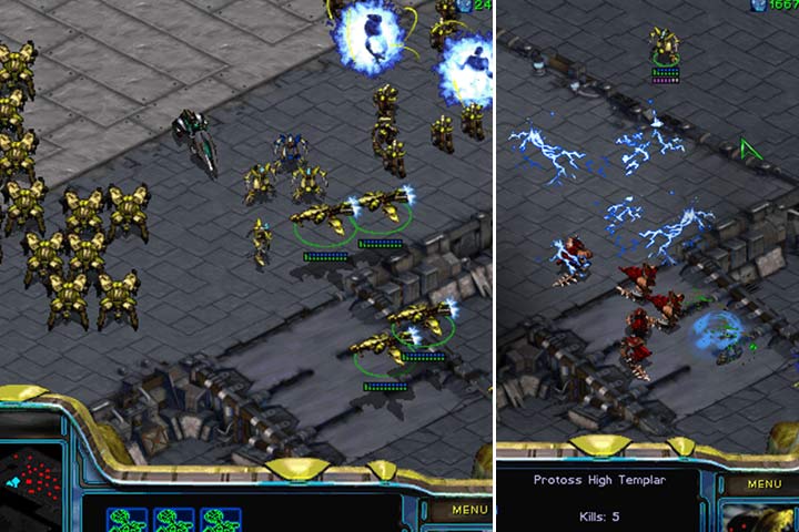 Grupa Zelotowó, Dragonów i Scoutów powinna dać sobie radę z grupami Hydralisków oraz Zerglingów. Staraj się używać mocy specjalnej Templariuszy, do osłabienia wrogów na twojej trasie. - Misja 4 - The Hunt for Tassadar | Kampania Protosów | StarCraft Remastered - StarCraft: Remastered - poradnik do gry