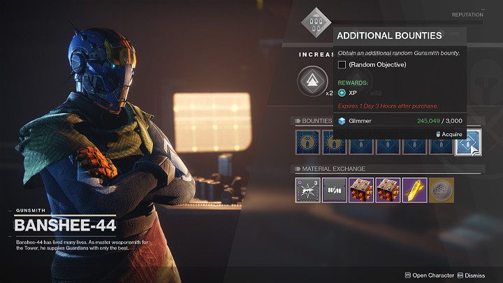 Każdego dnia każdy Gracz może wykupić od określonych NPC kilka misji codziennych, zazwyczaj za mniej więcej 250 Glimmeru - Destiny 2: Migot - jak farmić, na co wydać? - Destiny 2 - poradnik do gry