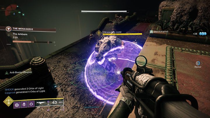 Gdy zdeponujesz odpowiednią ilość dusz na końcu areny pojawi się pierwszy mini-boss Treasured Ogre - Destiny 2: Menażeria (The Menagerie) - tryb rozgrywki - Destiny 2 - poradnik do gry