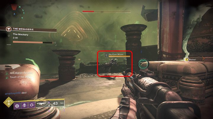 Dookoła areny będą latać przeciwnicy Sky-Eater Wizard, których trzeba eliminować, aby zdobyć dusze, które następnie należy zdeponować do ołtarzy - Destiny 2: Menażeria (The Menagerie) - tryb rozgrywki - Destiny 2 - poradnik do gry