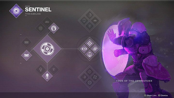 Wybierając subklasę Tytana o nazwie Wartownik będziesz mieć dostęp do trzech różnych zestawów umiejętności pasywnych: Kodeks obrońcy, Kodeks agresora oraz Kodeks dowódcy - Destiny 2: Tytan - klasa postaci - Destiny 2 - poradnik do gry