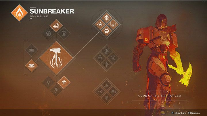 Wybierając subklasę Tytana o nazwie Słoneczny Pogromca będziesz mieć dostęp do trzech różnych zestawów umiejętności pasywnych: Kodeks wykutych w ogniu, Kodeks łamacza oblężeń oraz Kodeks spustoszyciela - Destiny 2: Tytan - klasa postaci - Destiny 2 - poradnik do gry