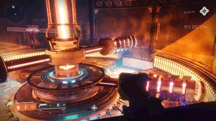 Uważaj na kręcące się dookoła części generatora. - Destiny 2: Powrót do domu, Uszkodź osłony - solucja, opis przejścia - Destiny 2 - poradnik do gry