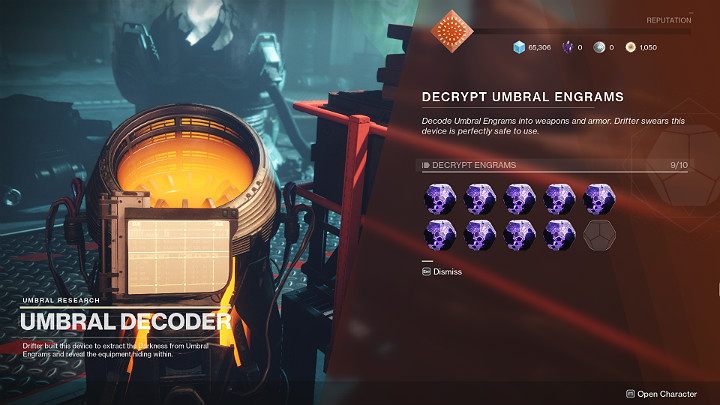 Zaraz obok Driftera znajdziesz specjalną maszynę o nazwie Umbral Decoder w której będziesz mógł rozkodować wszystkie posiadane Umbral Engrams - Destiny 2: Engramy - jak rozkodować? - Destiny 2 - poradnik do gry