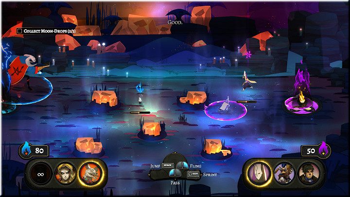 W tym starciu możesz wykonać dodatkowe zadanie, a mianowicie zebrać 3 księżycowe fragmenty - Obrzędy 1-8 | Opis przejścia | Pyre - Pyre - poradnik do gry