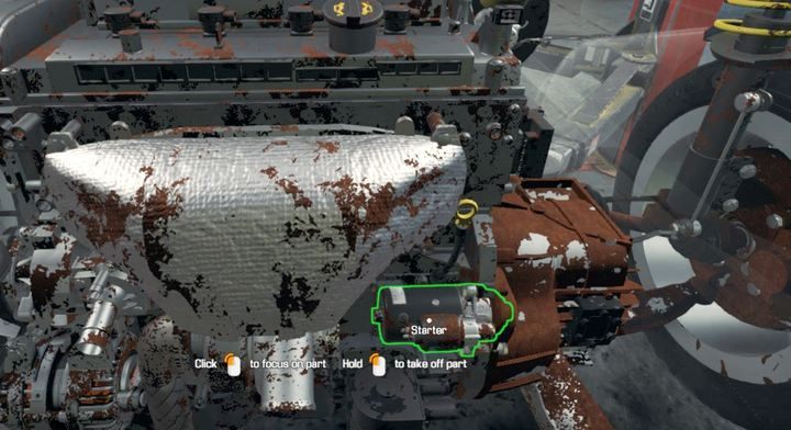 Aby zdemontować skrzynię biegów nie zapomnij pozbyć się rozrusznika (tylko silniki V8 mają rozrusznik demontowany od spodu samochodu). - Zlecenie 7 - Royale Crown | Car Mechanic Simulator 2018 - Car Mechanic Simulator 2018 - poradnik do gry