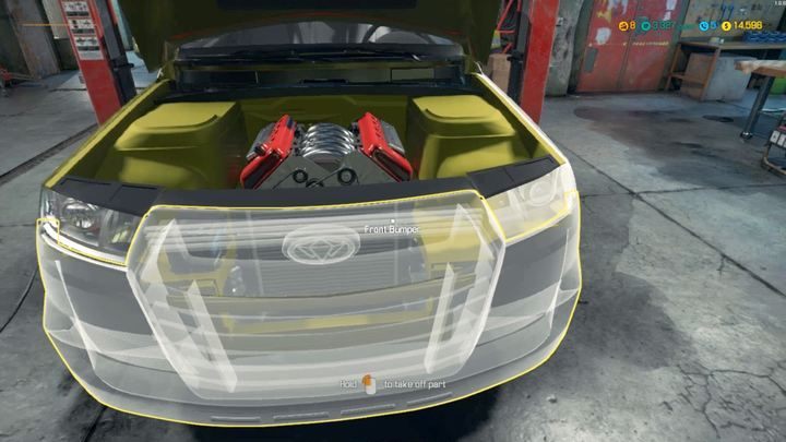 W trybie montażu karoserii - podobnie jak w zawieszeniu - widoczne są brakujące elementy, często jednak zlewają się z otoczeniem i mogą zostać pominięte. - Zlecenie 8 - Olsen Grand Club | Zlecenia Car Mechanic Simulator 2018 - Car Mechanic Simulator 2018 - poradnik do gry