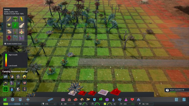 Każdy kwadrat, określa szybkość z jakim będzie rosnąć na nim dana roślina - im zieleńszy tym lepiej. - Zasoby | Podstawy Aven Colony - Aven Colony - poradnik do gry