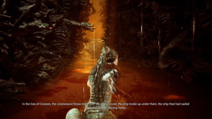 Po walce idź przed siebie, obok ścian zrobionych z ludzkich rąk - Hellblade Senuas Sacrifice: Jak walczyć z falami wrogów? Kraina umarłych - Hellblade: Senuas Sacrifice - poradnik do gry