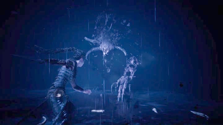 Walka jest wymagająca, za wszelką cenę musisz unikać ataków wroga i umiejętnie używać skupienia - Hellblade Senuas Sacrifice: Walka z Fenrirem, Kraina umarłych - Hellblade: Senuas Sacrifice - poradnik do gry