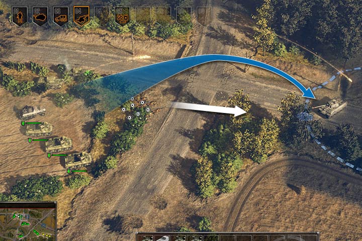 Twoja piechota ma wstrzymany ostrzał, dzięki czemu nadal jest niewidoczna i dostarcza informacje o pozycjach wroga dla twojej artylerii. - Przeprowadzanie zwiadu | Prowadzenie bitew | Sudden Strike 4 - Sudden Strike 4 - poradnik do gry