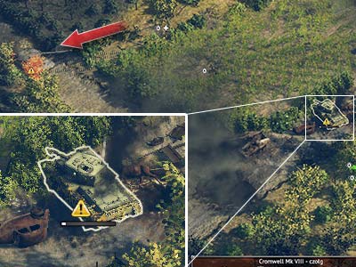 Cromwell nie przeżyje żadnego ostrzału z taką ilością punktów wytrzymałości. Nieopodal czai się Tygrys II z potężną armatą. Lepiej jest opuścić pojazd i oddelegować załogę w inne miejsce. - Porzucanie pojazdów | Prowadzenie bitew | Sudden Strike 4 - Sudden Strike 4 - poradnik do gry