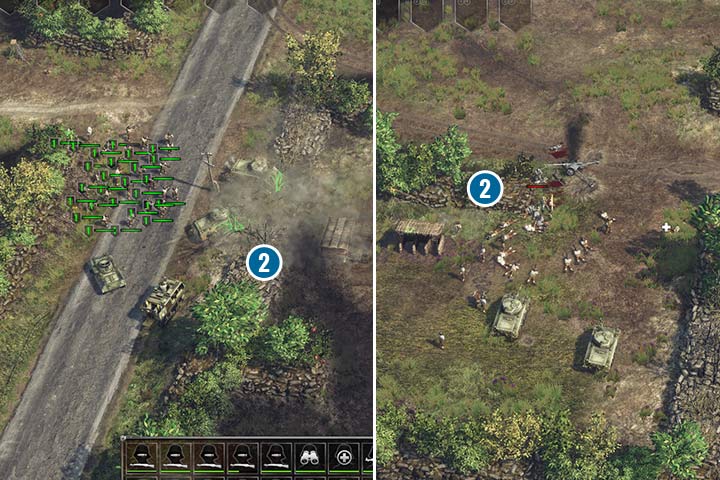 Niektóre pozycje przeciwnika będziesz w stanie zajść od tyłu, dzięki zmodyfikowanym Shermanom. Możesz niszczyć te żywopłoty, które nie mają roślinności. - Misja 2 - Bitwa o Żywopłoty | Alianci | Kampania | Sudden Strike 4 - Sudden Strike 4 - poradnik do gry