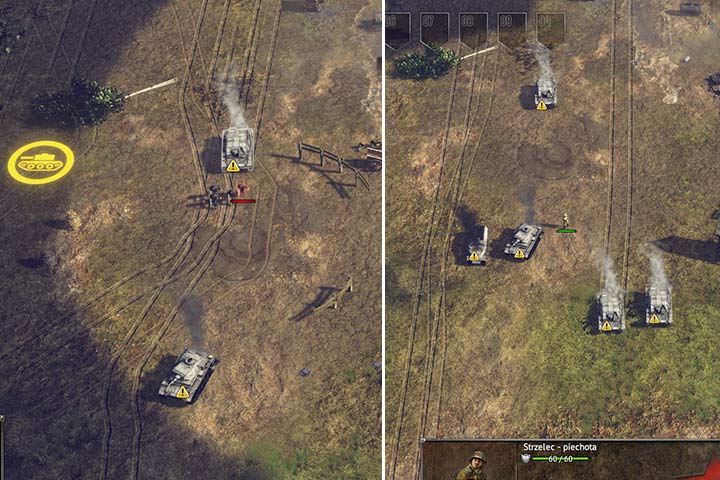 Zapamiętaj drogę wrogich pojazdów. Przeciwnik zawsze porusza się po tej samej trasie, co możesz wykorzystać i umiejscowić miny. W tej misji wróg będzie zazwyczaj opuszczał pojazd, jeśli ma zniszczoną gąsienicę. - Misja 4 - Bitwa pod Kurskiem | ZSRR | Kampania | Sudden Strike 4 - Sudden Strike 4 - poradnik do gry