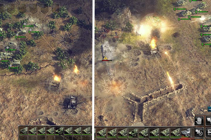 Czołgi z kamuflażem nadają się idealnie do oskrzydlenia przeciwnika i skutecznej eliminacji wrogich pojazdów pancernych. Najlepiej atakować wroga, kiedy nawiąże walkę z twoimi obrońcami. - Misja 4 - Bitwa pod Kurskiem | ZSRR | Kampania | Sudden Strike 4 - Sudden Strike 4 - poradnik do gry