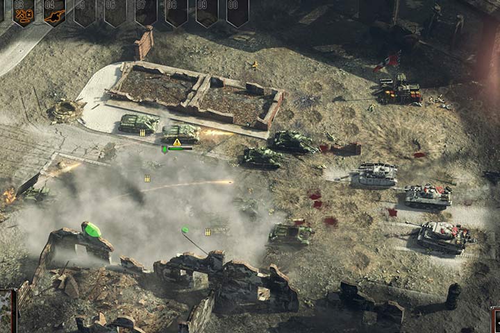 W razie problemów, niebój się używać emitera dymu lub granatów dymnych, aby ustawić się w dogodniejszych pozycjach lub wycofać ciężko uszkodzone jednostki. - Misja 7 - Bitwa o Berlin | ZSRR | Kampania | Sudden Strike 4 - Sudden Strike 4 - poradnik do gry