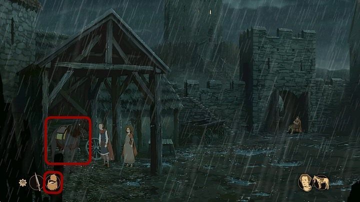 Jednak pogłaskanie nic nie da, zdecyduj się zatem odczepić przytroczoną do siodła sakwę - Filary Ziemi: Rozdział 8, Aliena - solucja, opis przejścia - Filary Ziemi - poradnik do gry