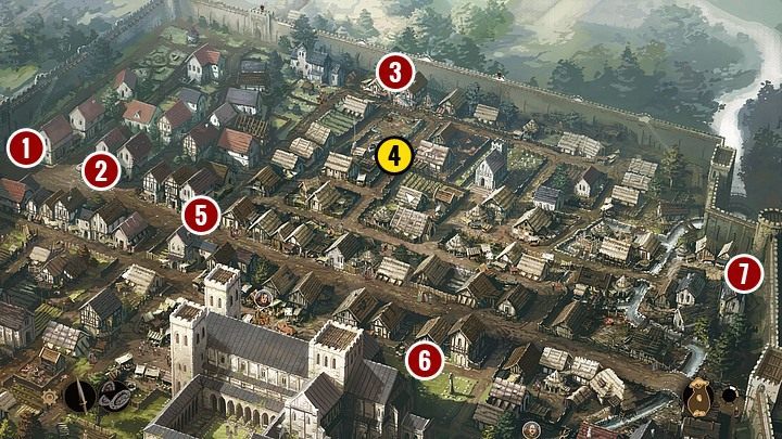 Maszeruj więc do owej knajpy (w górę mapy) - tam z kolei usłyszysz, że coś na interesujący rodzeństwo temat może wiedzieć chłopak stajenny w zielonej czapce - Filary Ziemi: Rozdział 9, Przysięga - solucja, opis przejścia - Filary Ziemi - poradnik do gry