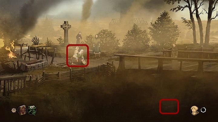 Zdecyduj zatem co do środka perswazji - jeśli wybierzesz Biblię, musisz najpierw wejść na most i zgodnie z sugestią Remigiusa wrzucić zioła do rzeki, a potem ponownie użyć na Mary Pisma Świętego - Filary Ziemi: Rozdział 13, Jarmark wełniany - solucja, opis przejścia - Filary Ziemi - poradnik do gry