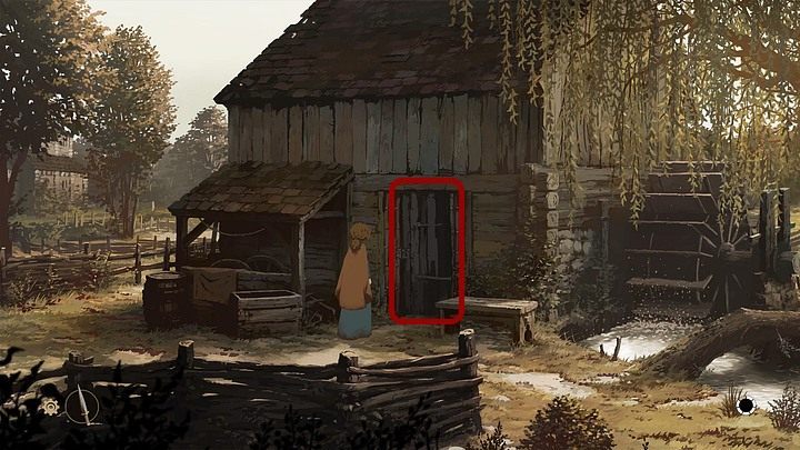 Jako Alena kliknij drzwi młyna - Filary Ziemi: Rozdział 14, Pożegnanie - solucja, opis przejścia - Filary Ziemi - poradnik do gry