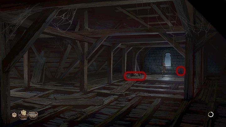 Przeczytaj napis (na prawo od okna) - do zakładki Przedmioty trafi inskrypcja - Filary Ziemi: Rozdział 5, Człowiek w płomieniach - solucja, opis przejścia - Filary Ziemi - poradnik do gry