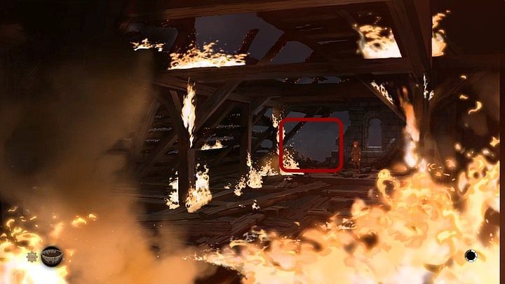 Ponownie wejdź więc na poddasze, gdzie przejdź pod okno i zejdź niżej przez widoczny na lewo od niego otwór w ścianie - Filary Ziemi: Rozdział 5, Człowiek w płomieniach - solucja, opis przejścia - Filary Ziemi - poradnik do gry