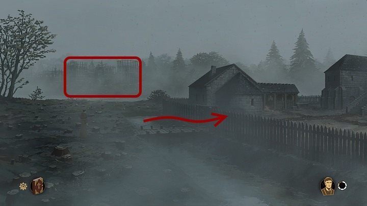 Skieruj się ku bramie w ogradzającym pałac biskupa płocie (po lewej) - Filary Ziemi: Rozdział 6, Hamleighowie - solucja, opis przejścia - Filary Ziemi - poradnik do gry