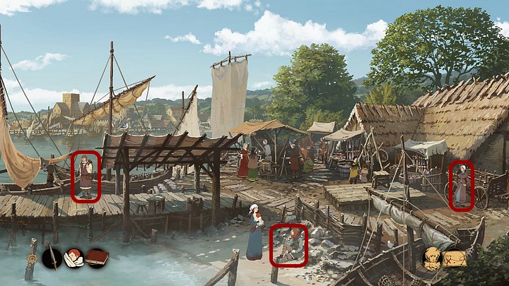 Porozmawiaj ze stojącym na pomoście murarzem - wyczerp wszystkie tematy, a dowiesz się, że warto rozejrzeć się za Jackiem w opactwie w Lessay - Filary Ziemi: Rozdział 15, Podróż - solucja, opis przejścia - Filary Ziemi - poradnik do gry