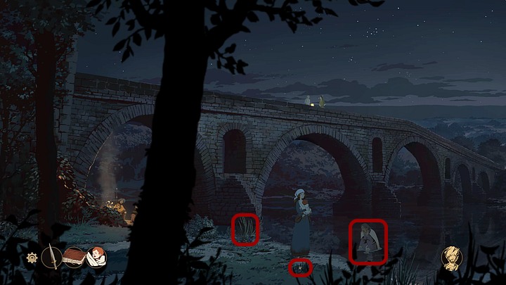 Zagadnij dwukrotnie płaczącą kobietę stojącą w wodzie - dowiesz się, że zgubiła pamiątkowy dla niej pierścień - Filary Ziemi: Rozdział 15, Podróż - solucja, opis przejścia - Filary Ziemi - poradnik do gry