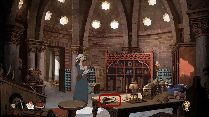 Podejdź do stołu i zabierz leżącą z lewej strony procę Jacka (osiągnięcie Jack tu był - Filary Ziemi: Rozdział 15, Podróż - solucja, opis przejścia - Filary Ziemi - poradnik do gry