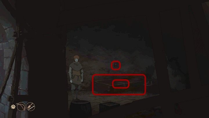 W ciemnościach przyjrzyj się łóżku nasuwającemu Jackowi w pierwszej chwili skojarzenie z trumną - Filary Ziemi: Rozdział 17, Burza - solucja, opis przejścia - Filary Ziemi - poradnik do gry