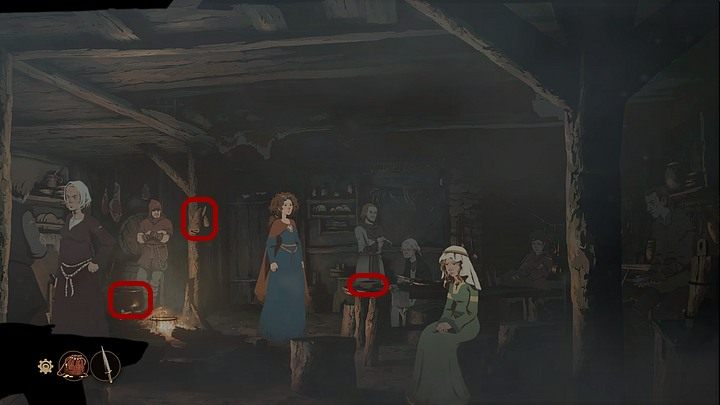 Zauważ, że przez podpierający strop słup (po lewej) przewieszony jest koc - zabierz go i okryj nim dziewczynę - Filary Ziemi: Rozdział 17, Burza - solucja, opis przejścia - Filary Ziemi - poradnik do gry