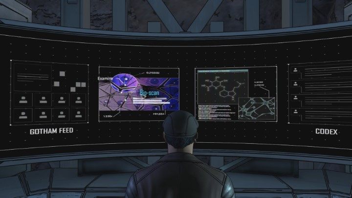 Przejrzyj dostępne opcje przy komputerze, a rozmowa z Alfredem będzie toczyć się dalej - Rozdział 5 - Zero Sum Game | Epizod 4 - What Ails You - Batman: The Telltale Series - The Enemy Within - poradnik do gry