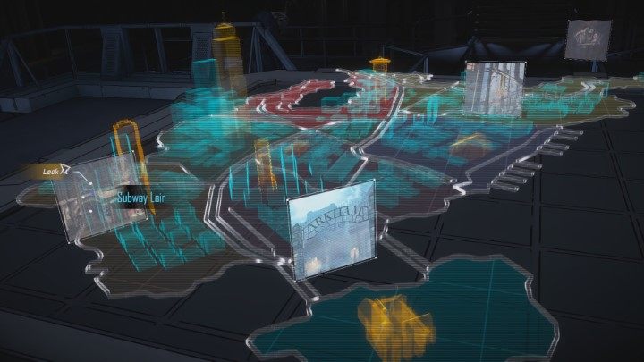 Na mapie będziecie omawiać poszczególne lokacje - wybieraj po kolei każdą opcję, a Alfred i Bruce będą o niej dyskutować - Rozdział 4 - Fractured | Solucja Batman The Enemy Within - Batman: The Telltale Series - The Enemy Within - poradnik do gry