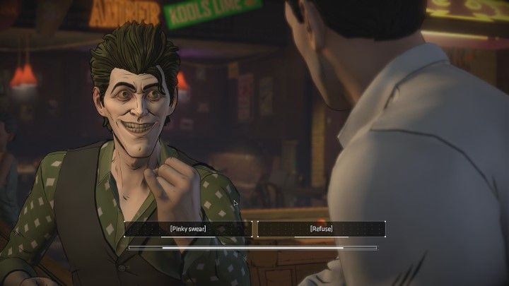 W trakcie rozmowy będziesz musiał podjąć decyzje. - Rozdział 3 - Unsure Footing | Epizod 2 - The Pact - Batman: The Telltale Series - The Enemy Within - poradnik do gry